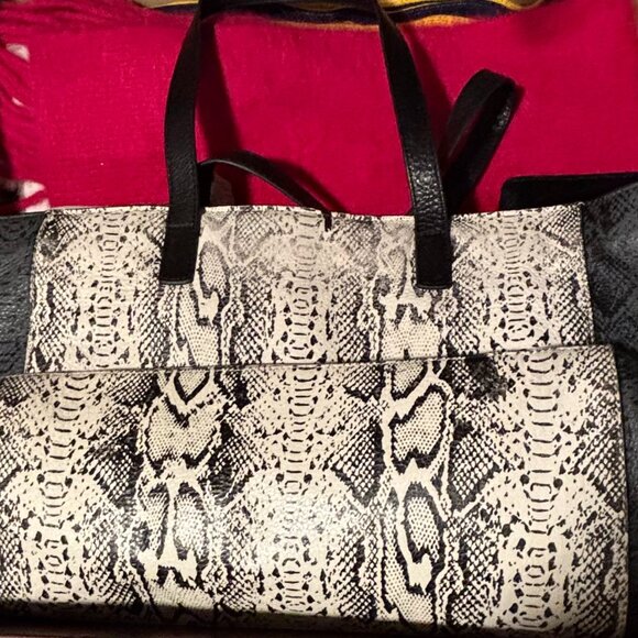 Marc Jacobs Leather Shoulder Bag Python Print Tote Black - Picture 12 of 12